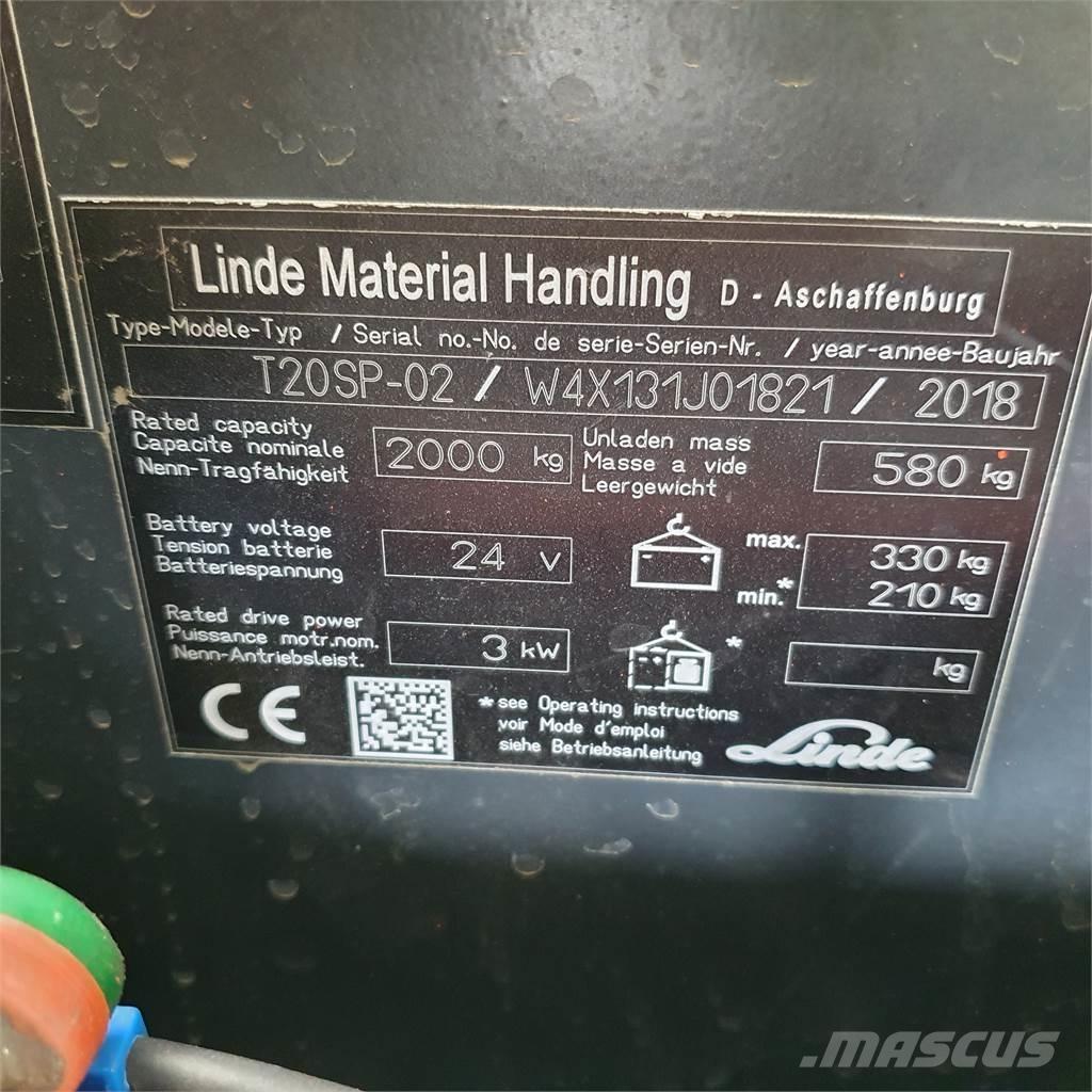 Linde T20SP kurz Montacargas de baja elevación