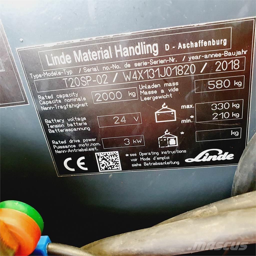 Linde T20SP kurz Montacargas de baja elevación