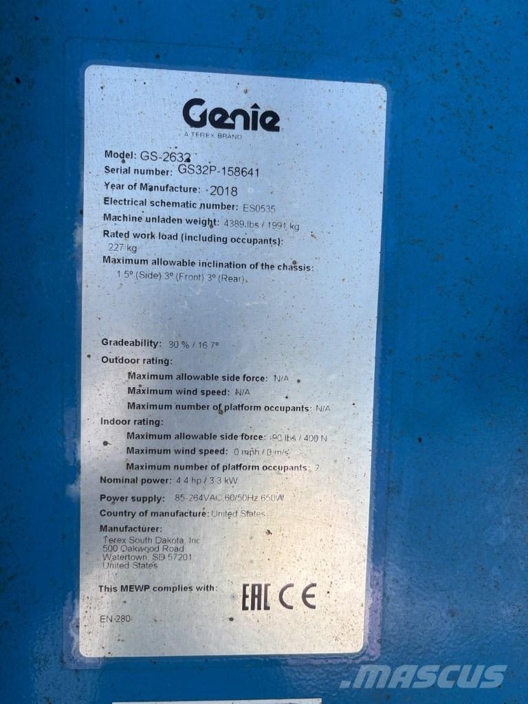 Genie GS 2632 Plataformas tijera