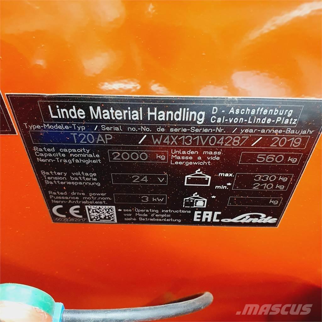 Linde T20AP kurz Montacargas de baja elevación