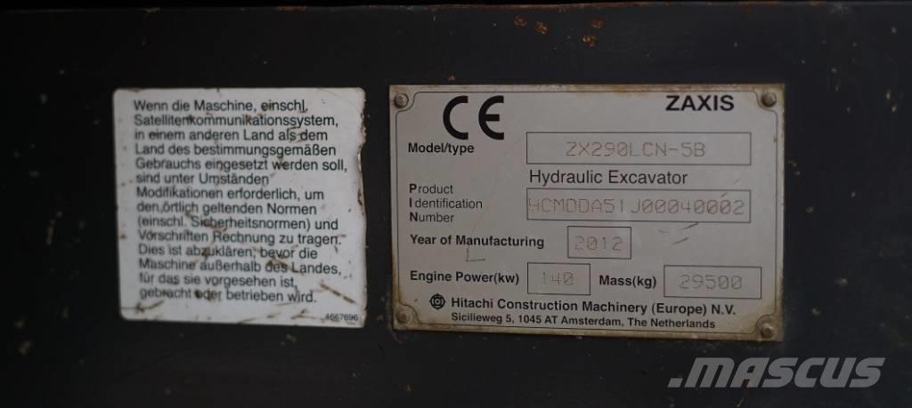 Hitachi ZX 290 Excavadoras sobre orugas