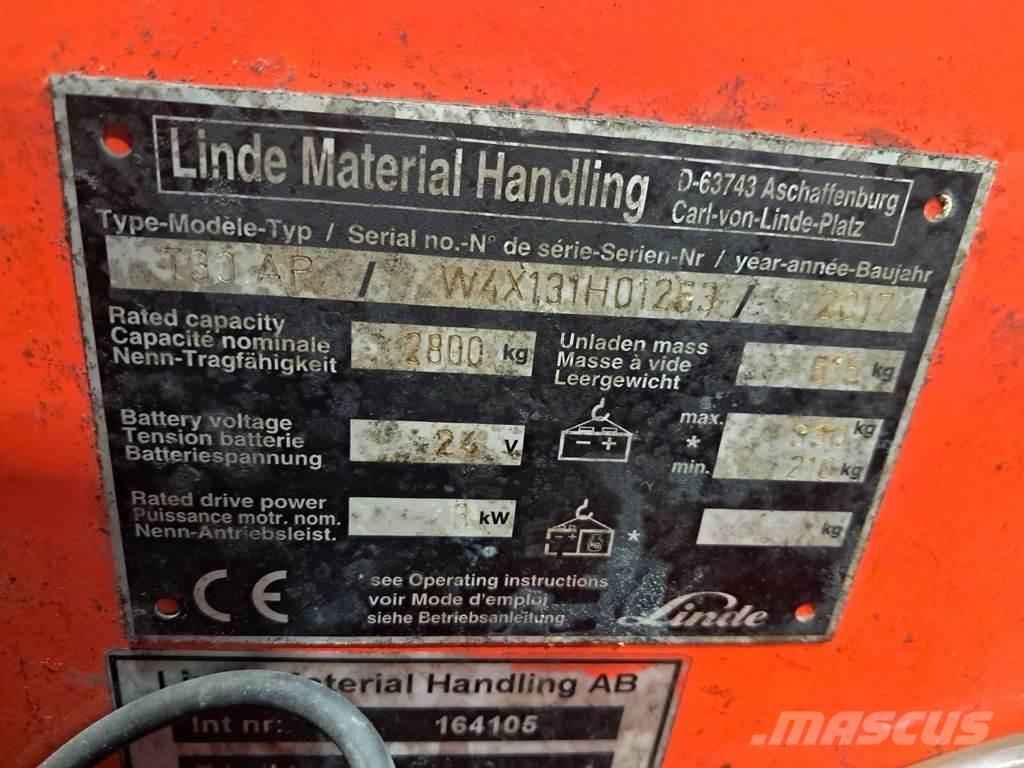 Linde T30 Montacargas de baja elevación