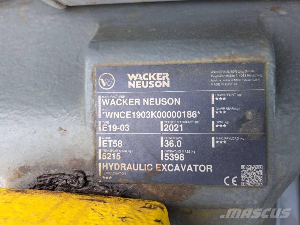 Wacker Neuson ET58 Excavadoras sobre orugas