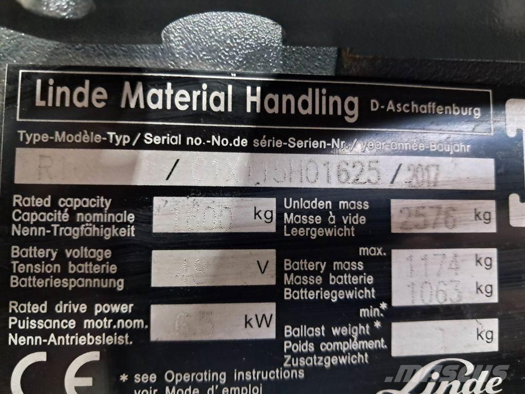 Linde R16S Montacargas de alcance de gran altura