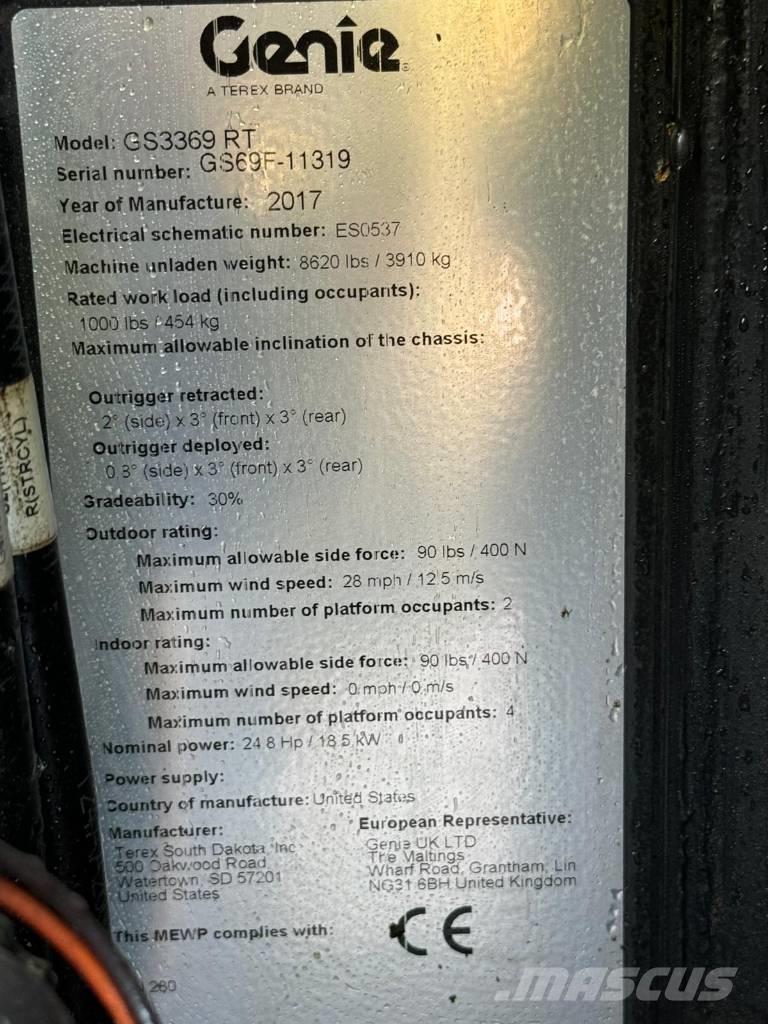 Genie GS3369 RT Plataformas tijera