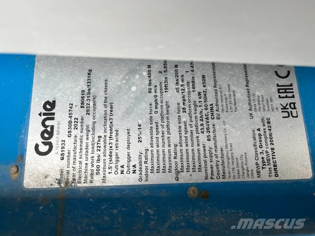Genie GS 1932E-Drive Plataformas tijera