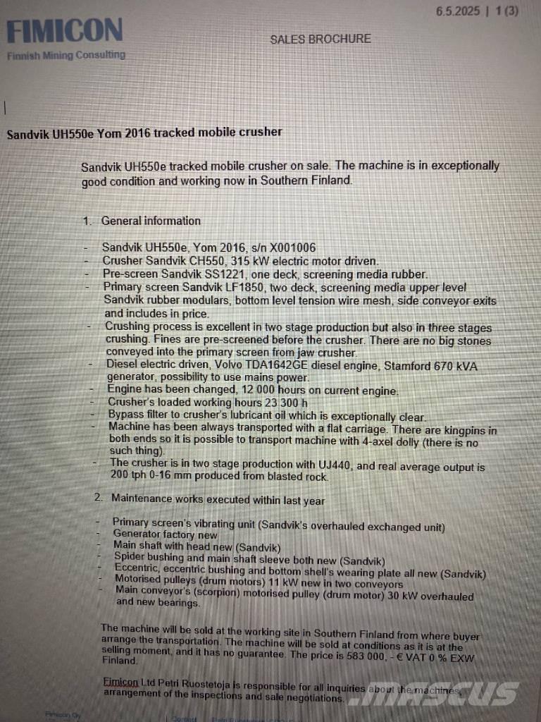 Sandvik UH550e Trituradoras móviles