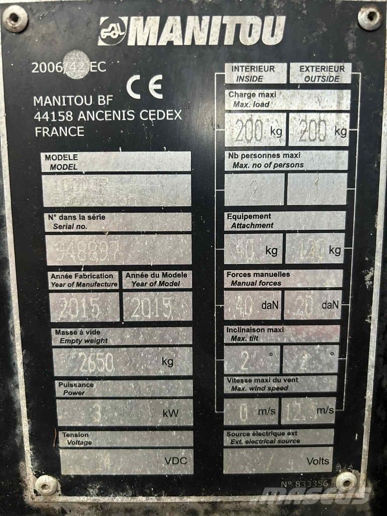 Manitou 100 VJR Plataformas con jaula de elevación