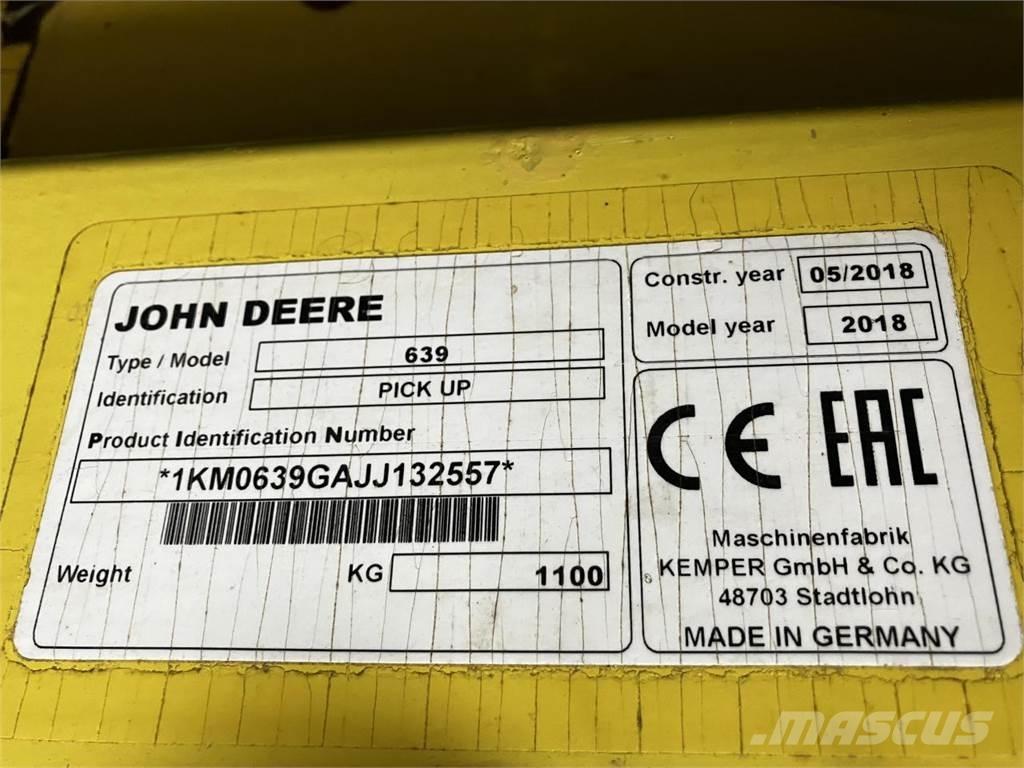 John Deere 639 Accesorios para cosechadoras combinadas