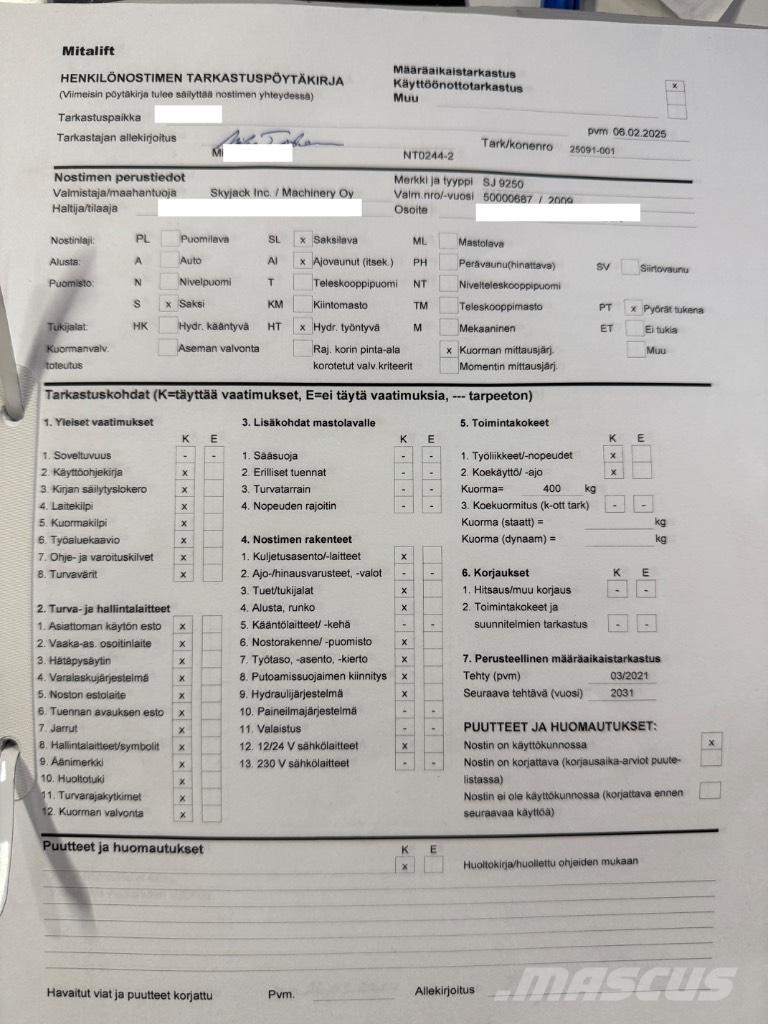 SkyJack SJ 9250 RT Plataformas tijera