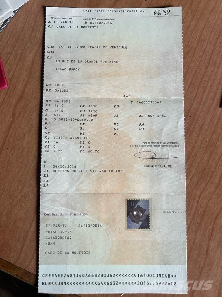 Kuhn GA 6632 Segadoras hileradoras