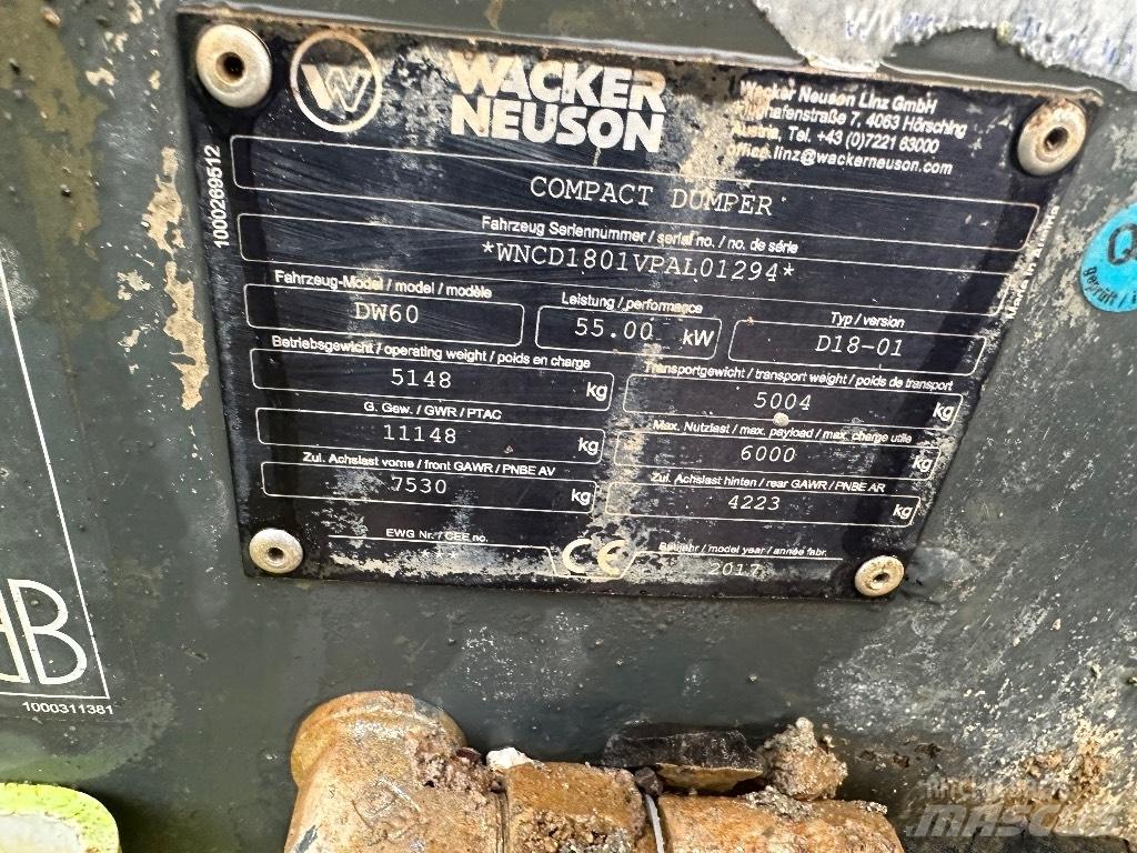 Wacker Neuson Dw60 Vehículos compactos de volteo