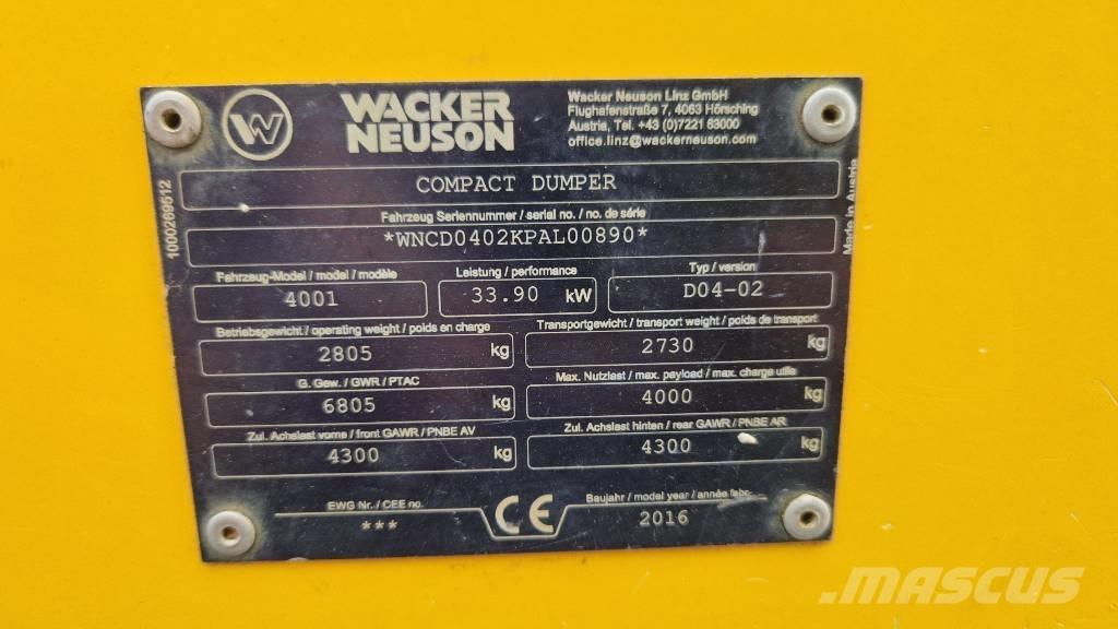 Wacker Neuson 4001 Vehículos compactos de volteo