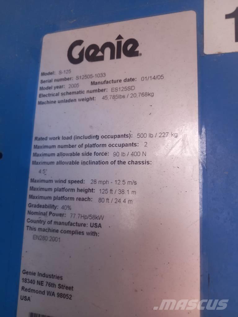 Genie S 125 Plataformas con brazo de elevación telescópico