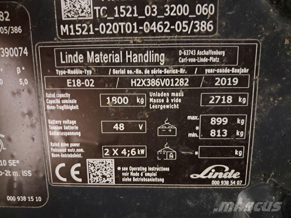 Linde E18-02 Carretillas de horquilla eléctrica