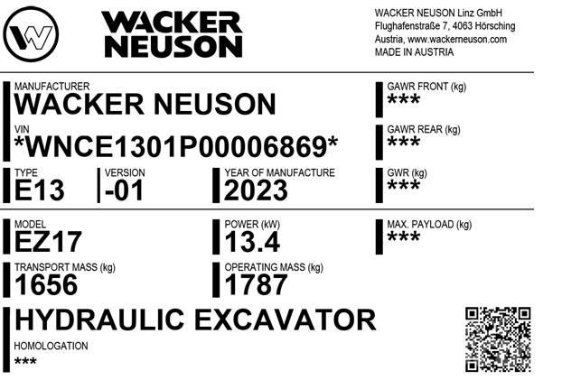 Wacker Neuson EZ17 Excavadoras sobre orugas