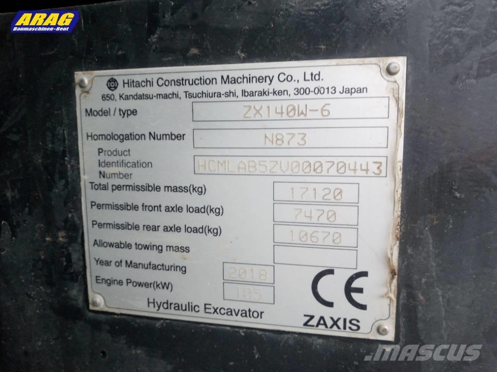 Hitachi ZX 140 W-6 Excavadoras de ruedas