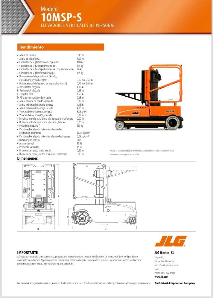 JLG 10 MSP Plataformas con jaula de elevación