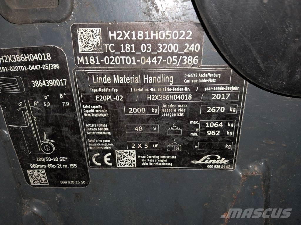 Linde E20PL-02 Carretillas de horquilla eléctrica
