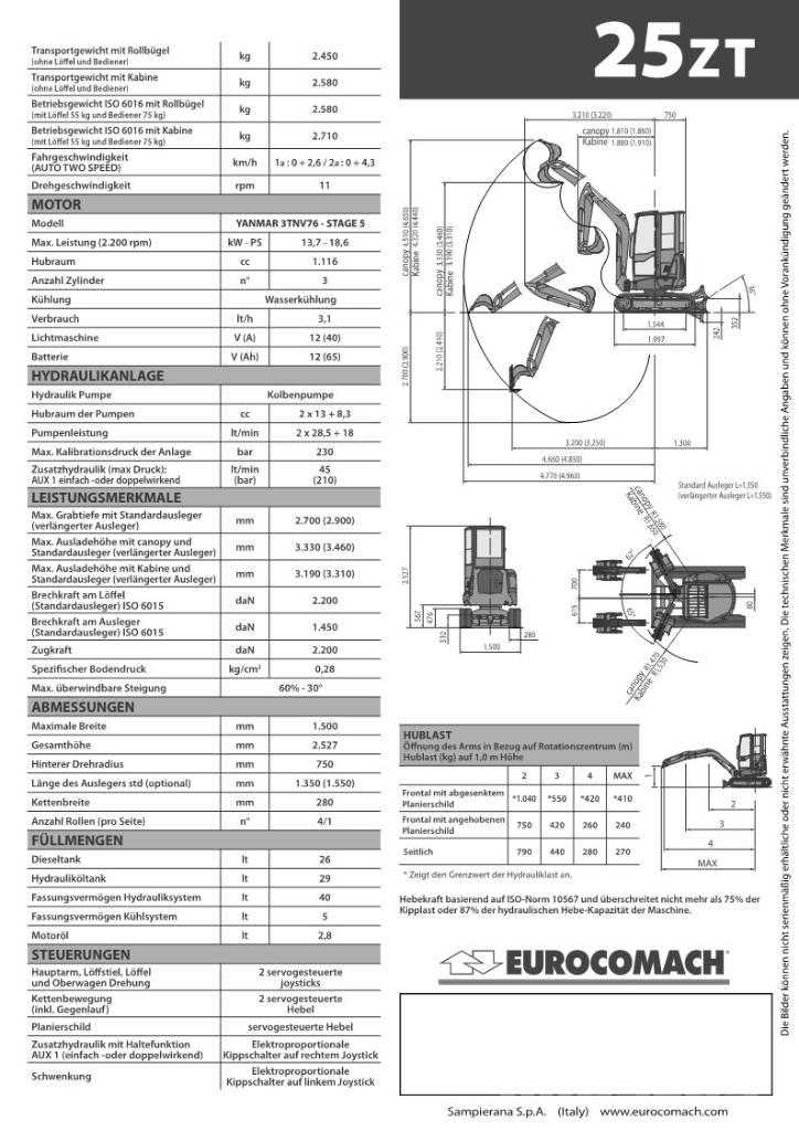 Eurocomach 25ZT 2,5 Miniexcavadoras