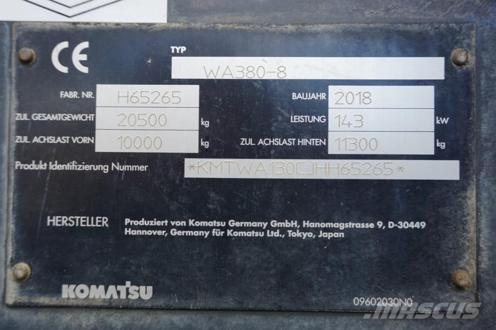 Komatsu WA 380-8 Cargadoras sobre ruedas