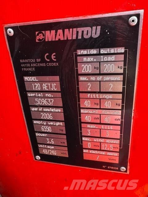 Manitou 120 AET JC Plataformas con brazo de elevación manual