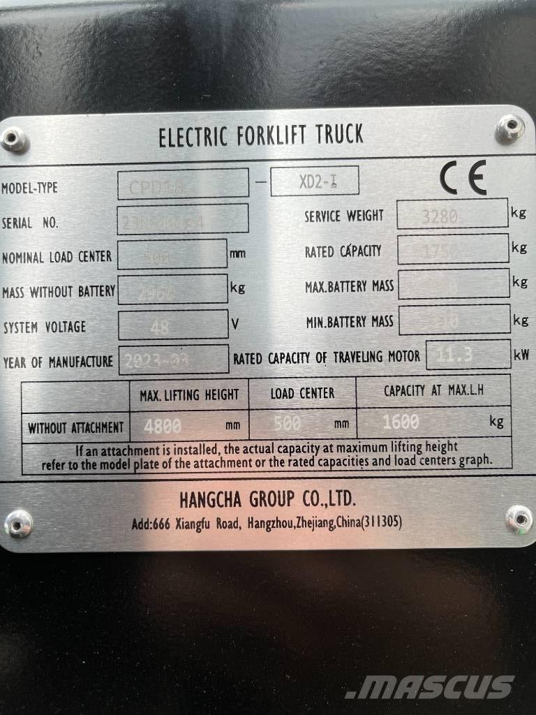 Hangcha CPD18-XD2-I Carretillas de horquilla eléctrica