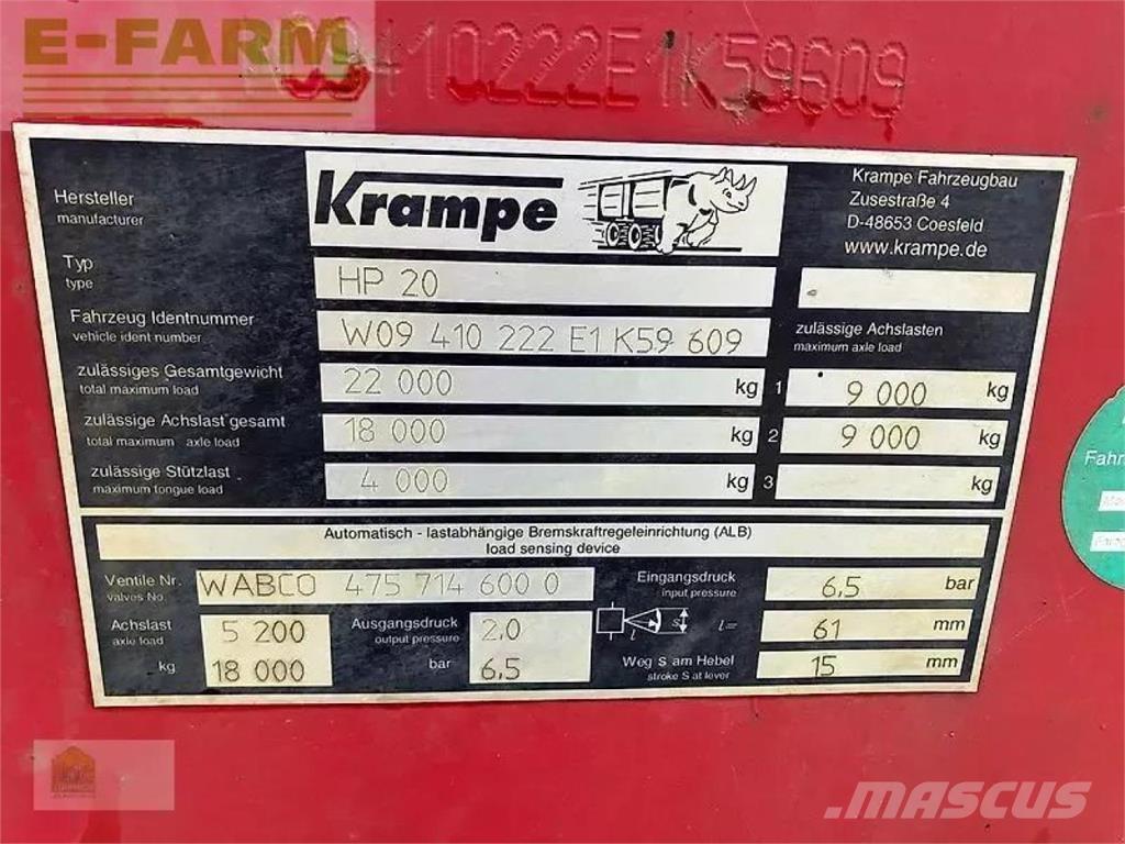 Krampe hp 20 Remolques de uso general