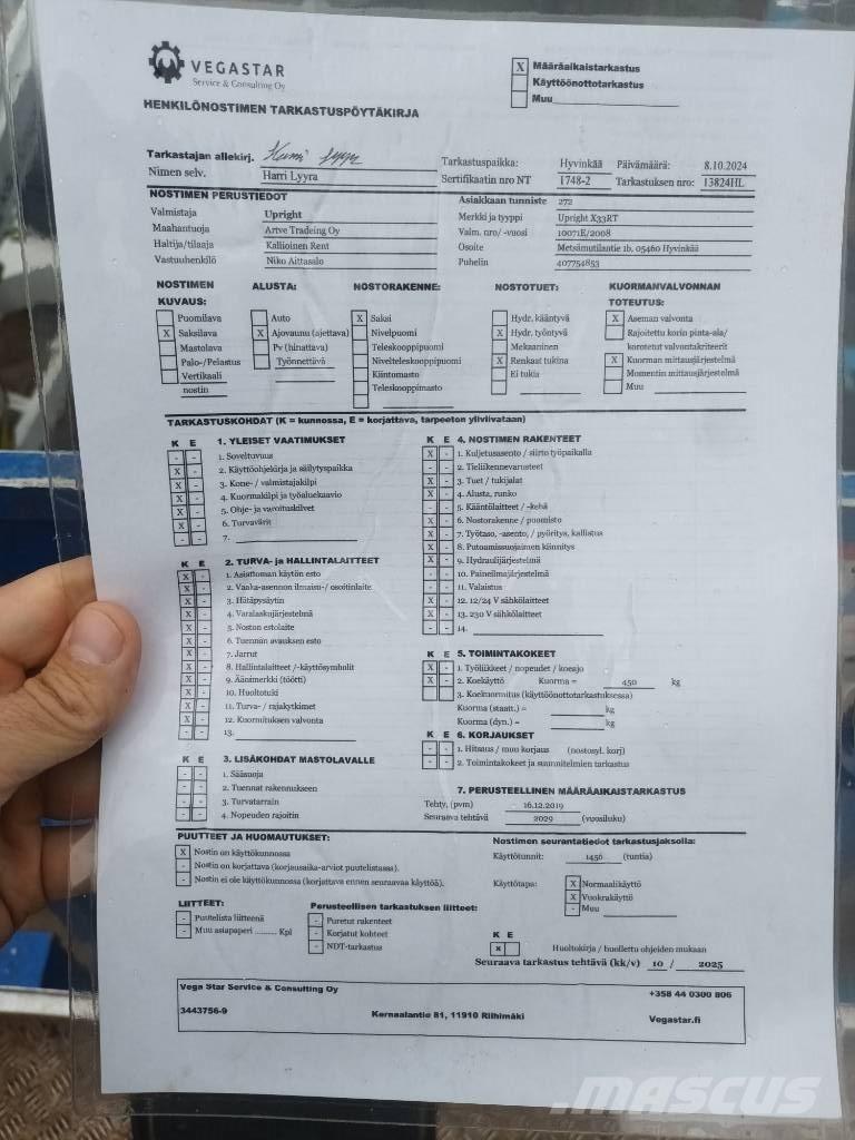 UpRight X33RT Plataformas tijera