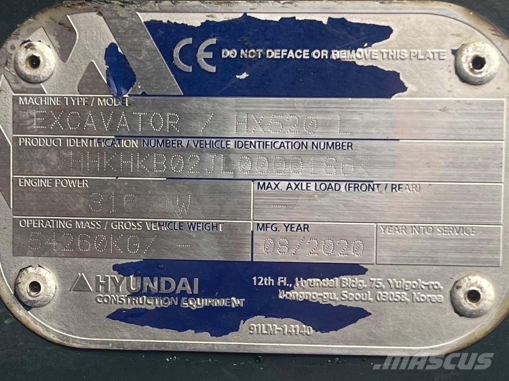 Hyundai HX 520 L Excavadoras sobre orugas