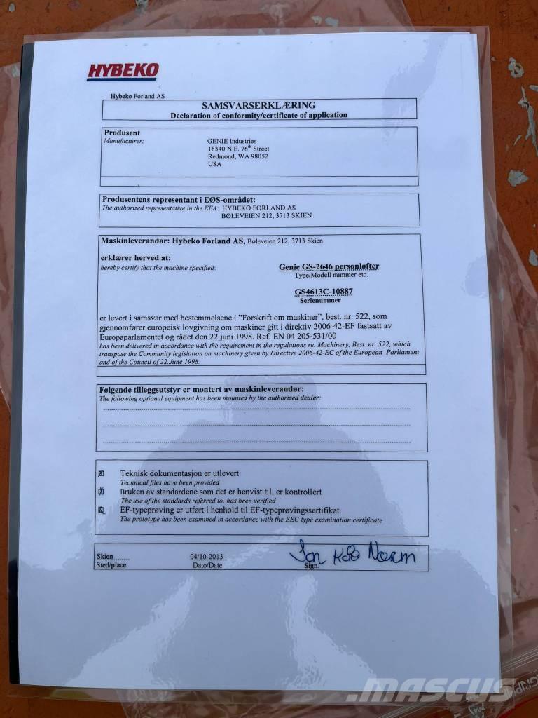 Genie GS 2646 Plataformas tijera