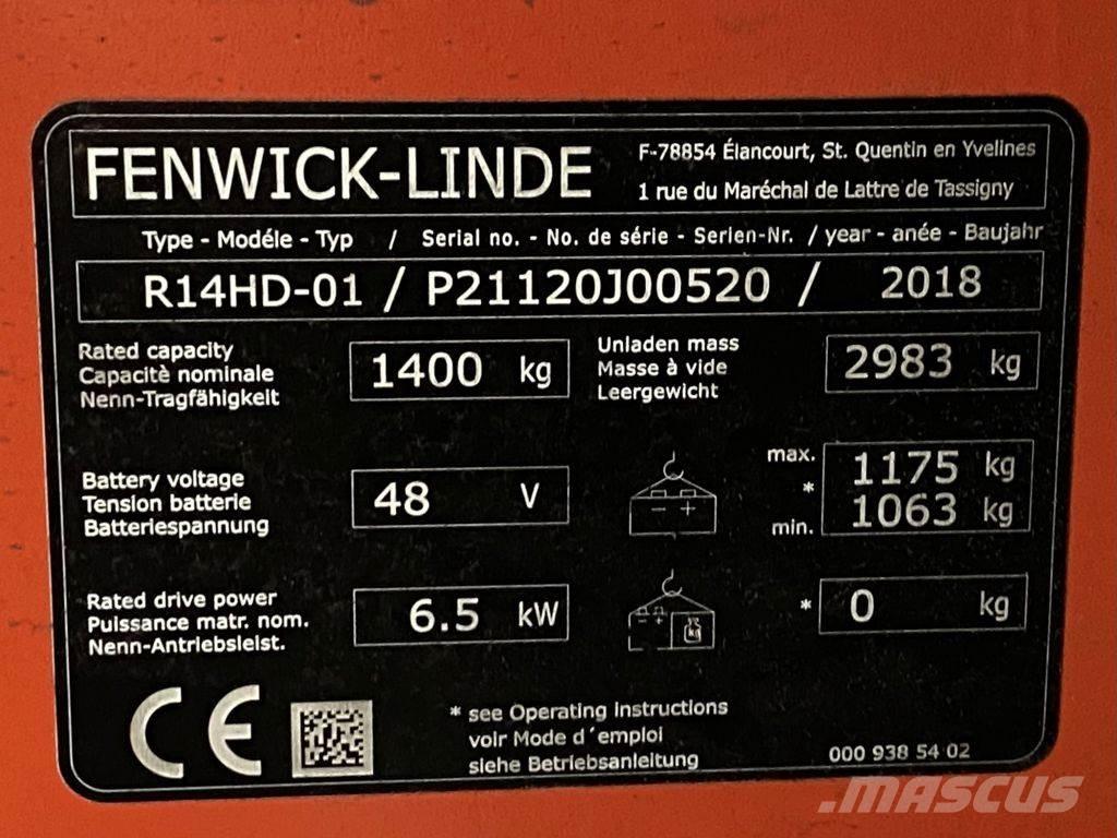 Linde R14HD Montacargas de alcance de gran altura
