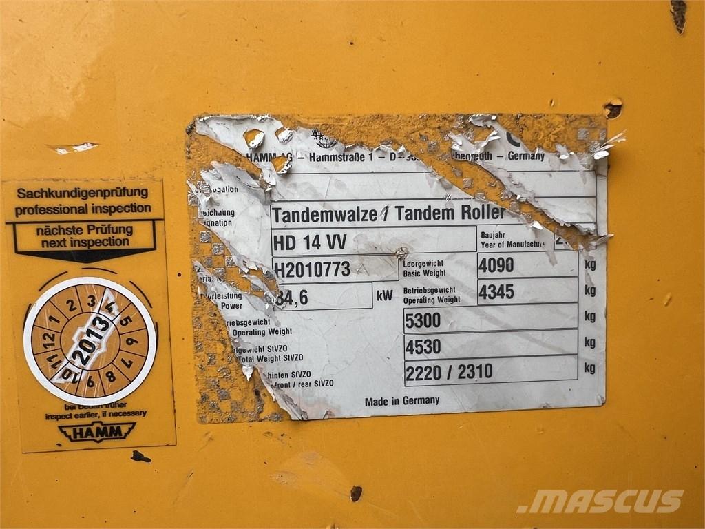 Hamm HD 14 VV Rodillos de doble tambor