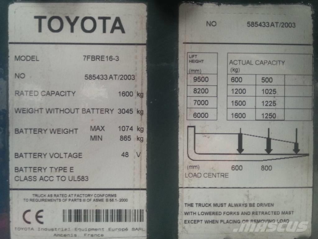 Toyota 7 FBRE 16 Montacargas de alcance de gran altura