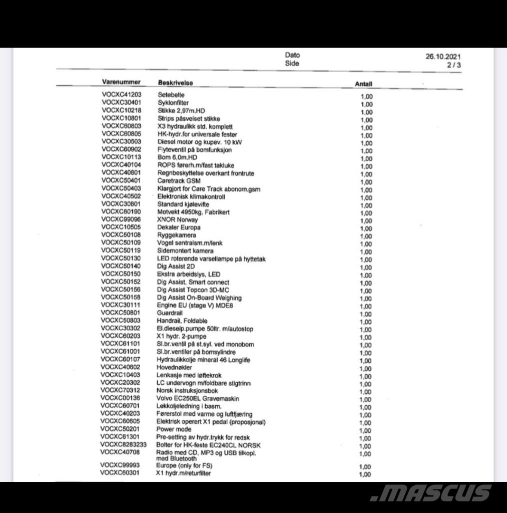 Volvo EC 250 EL Excavadoras sobre orugas