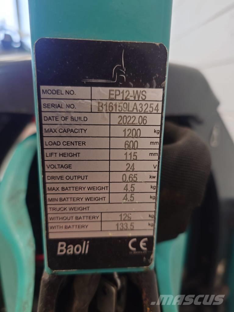 Baoli EP 12 Li-ION Montacargas de baja elevación