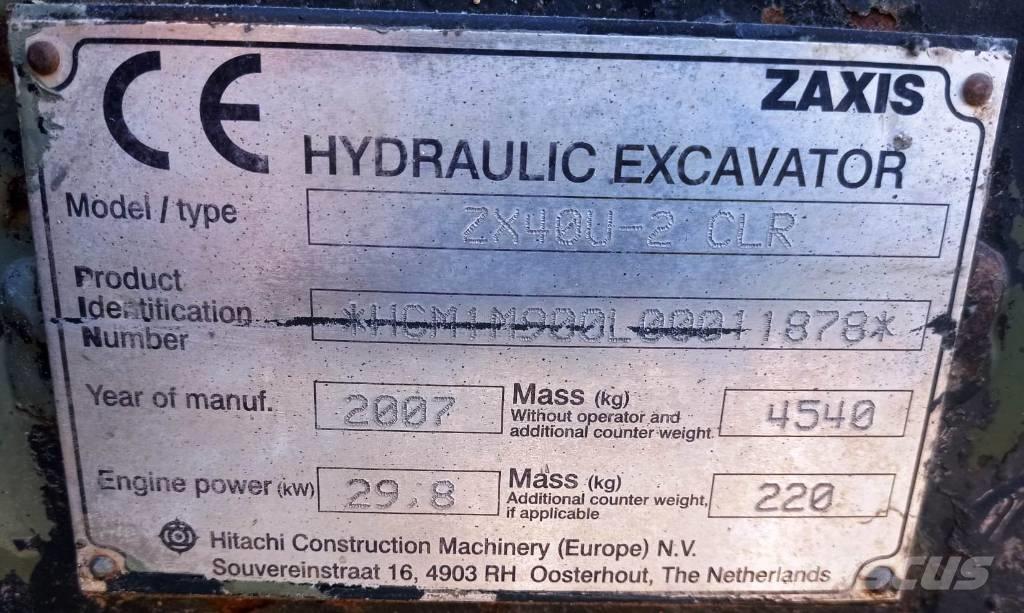 Hitachi ZX 40 U-2 Miniexcavadoras