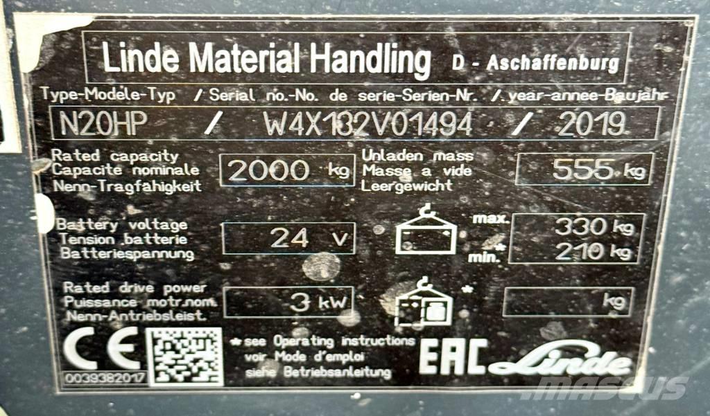 Linde N20HP/132 Montacargas recogepedidos de baja altura