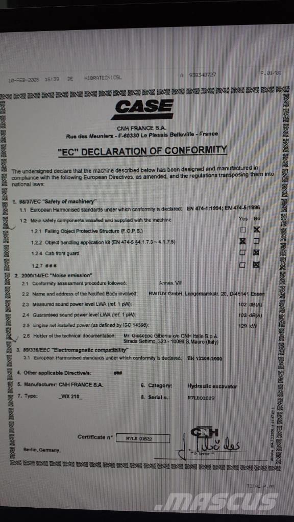 CASE WX 210 Excavadoras de ruedas