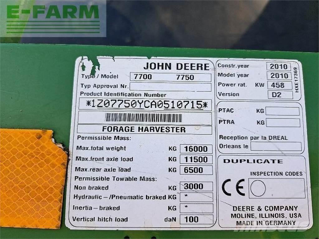 John Deere 7750 Cosechadoras de forraje autopropulsadas