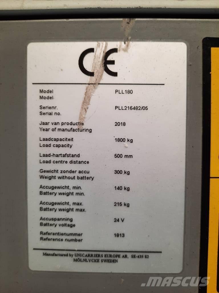 UniCarriers PLL180 Montacargas de baja elevación