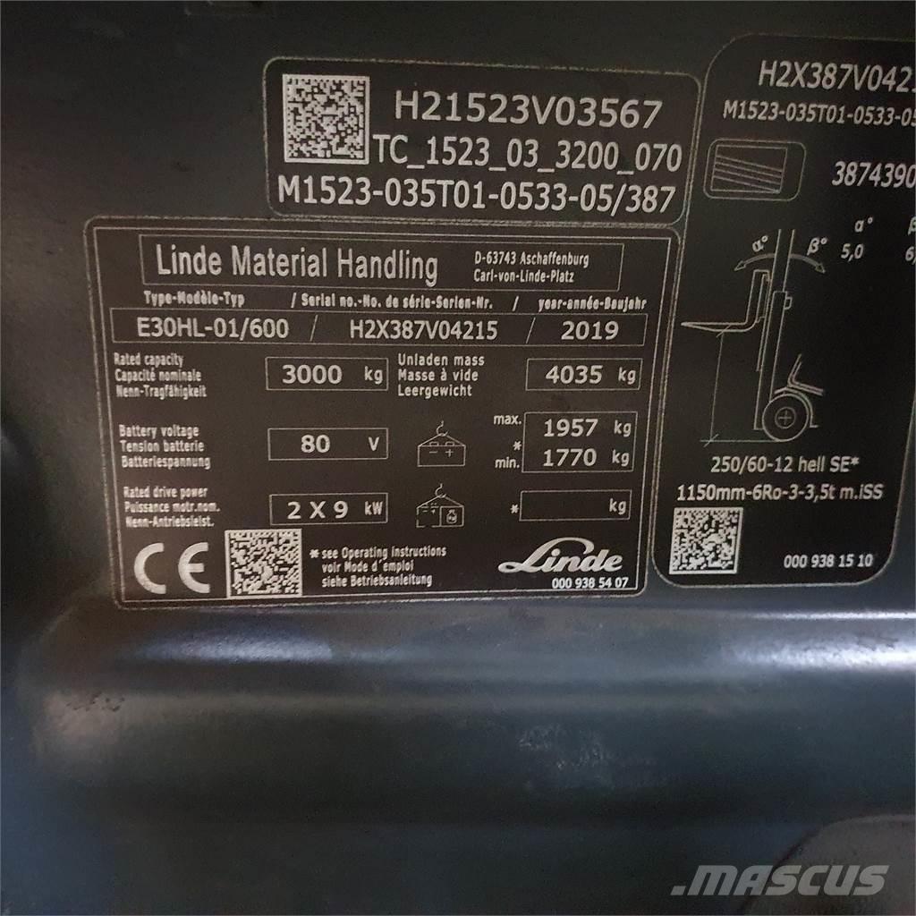Linde E30/600HL Carretillas de horquilla eléctrica