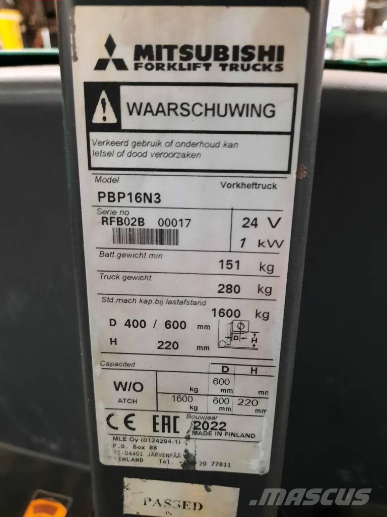 Mitsubishi PBP16N3 Montacargas de baja elevación