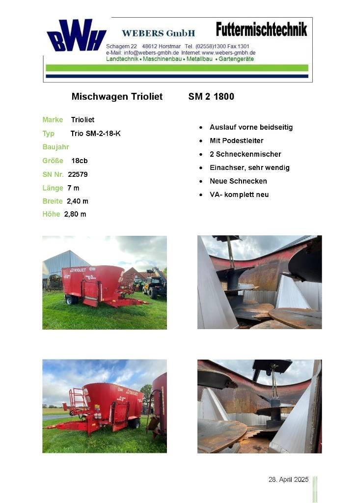 Trioliet SM-2-18-K Mezcladoras distribuidoras