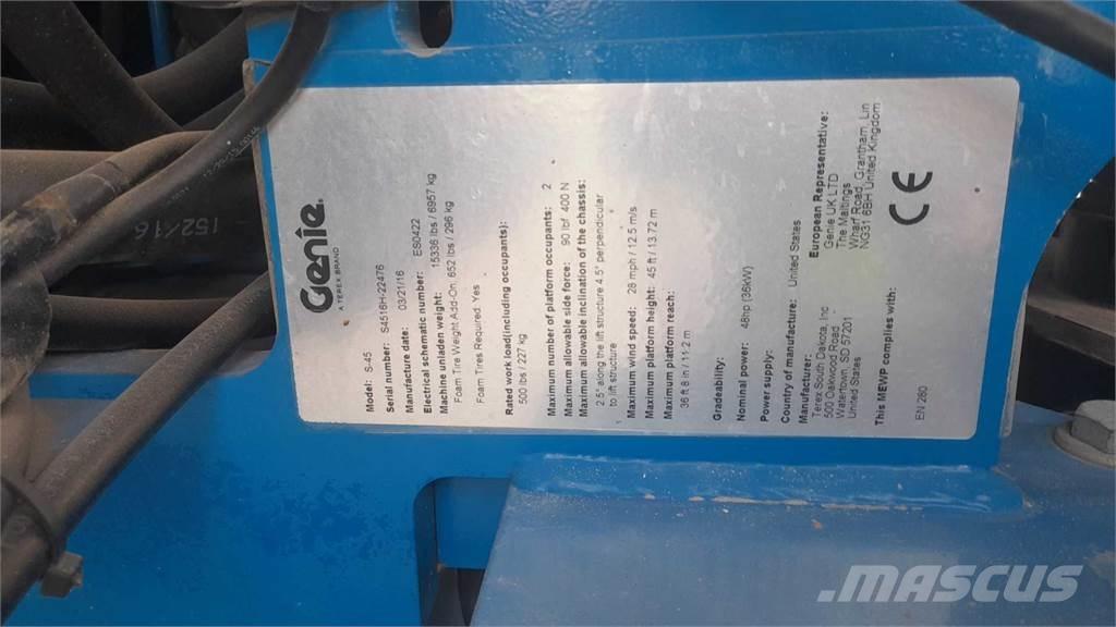 Genie S45 Plataformas con brazo de elevación telescópico