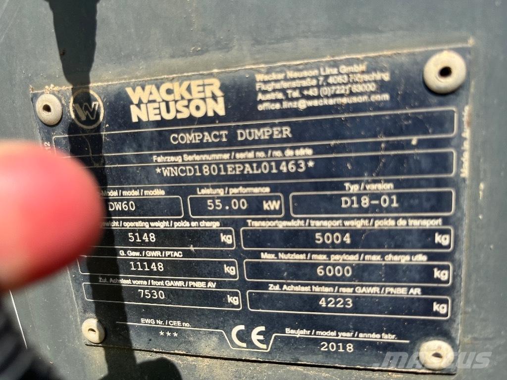 Wacker Neuson DW 60 Vehículos compactos de volteo