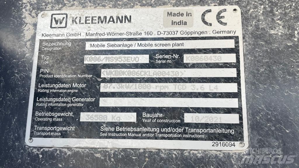 Kleemann 953 Machacadoras