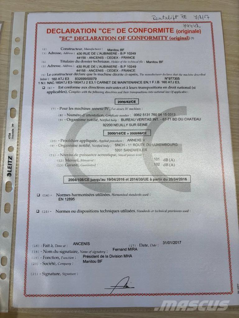 Manitou 160 ATJ Plataformas con brazo de elevación telescópico