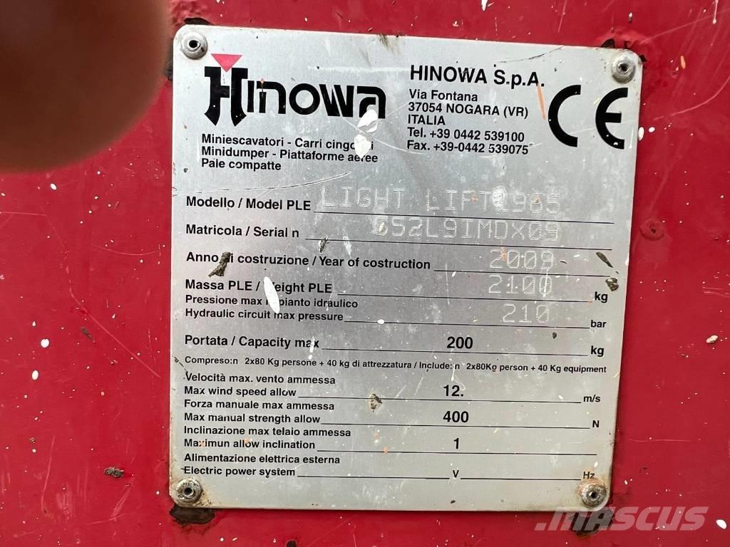 Hinowa LIGHLIFT 1965 Plataformas con brazo de elevación manual