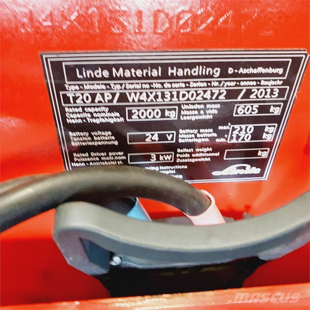 Linde T20AP kurz Montacargas de baja elevación